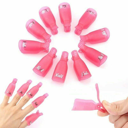 10X Plastic Nail Soak Off Uv Gel Art Polish Remover Wrap Gelish Clip 4 Colours - Aimall