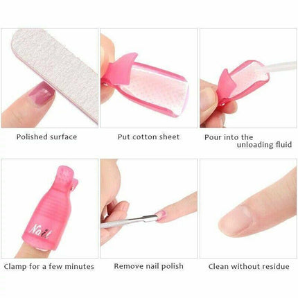 10X Plastic Nail Soak Off Uv Gel Art Polish Remover Wrap Gelish Clip 4 Colours - Aimall