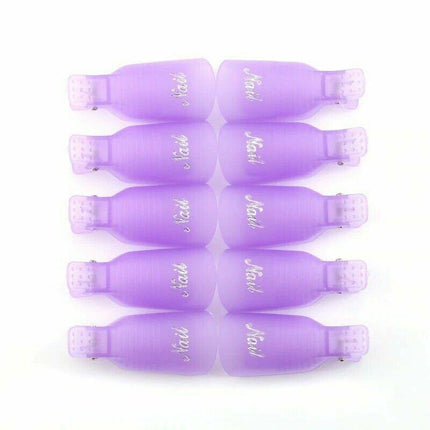 10X Plastic Nail Soak Off Uv Gel Art Polish Remover Wrap Gelish Clip 4 Colours - Aimall