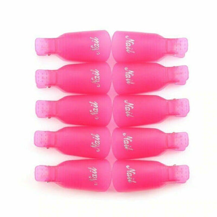 10X Plastic Nail Soak Off Uv Gel Art Polish Remover Wrap Gelish Clip 4 Colours - Aimall