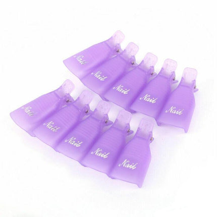 10X Plastic Nail Soak Off Uv Gel Art Polish Remover Wrap Gelish Clip 4 Colours - Aimall