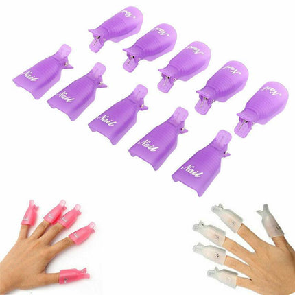 10X Plastic Nail Soak Off Uv Gel Art Polish Remover Wrap Gelish Clip 4 Colours - Aimall