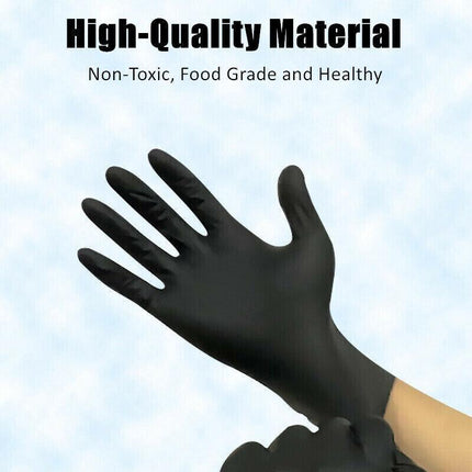 Thick Black Nitrile Gloves Industrial Mechanic Tattoo Tradie Rubber Protection - Aimall
