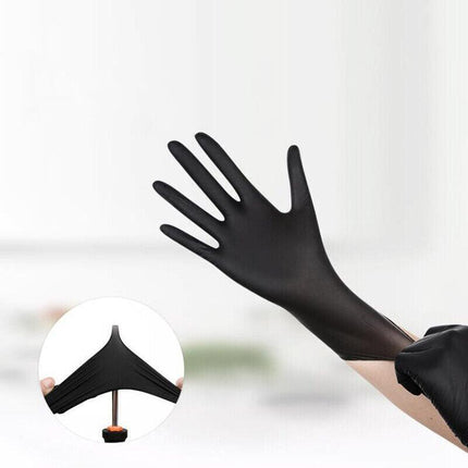 Thick Black Nitrile Gloves Industrial Mechanic Tattoo Tradie Rubber Protection - Aimall