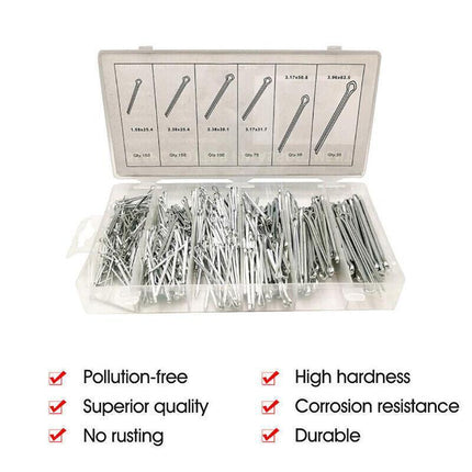 555pc Cotter Pin Assortment Set Grab Split Fixings Securing Lock Pins Spring Kit - Aimall