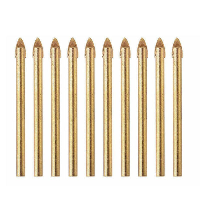 10x Titanium Ceramic Tile Glass Drill Bit Tungsten Carbide Cross Spear Head 6mm - Aimall