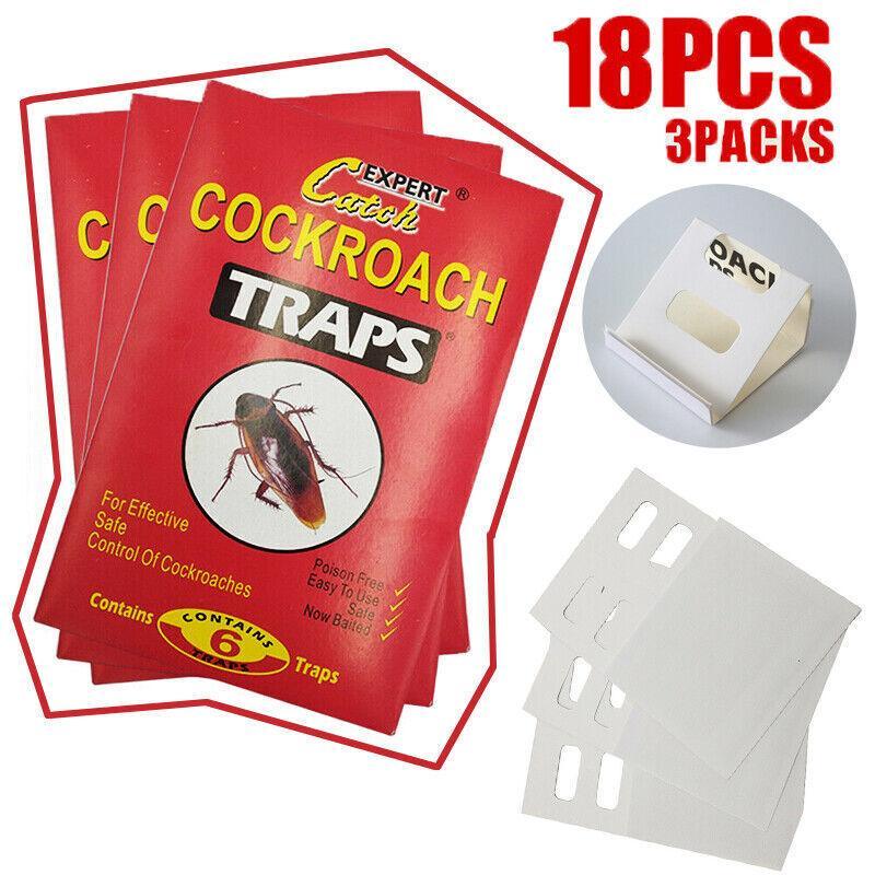 Cockroach Stick Insect 18Pcs /3 Pack Cockroach Bait Sticky Glue Cockroaches Insect Bug Pest Au ...