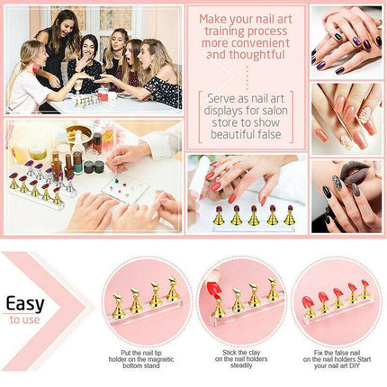 1 Set Acrylic Nail Art Practice Display Stand Magnetic Nail Art Tips Holders AU - Aimall