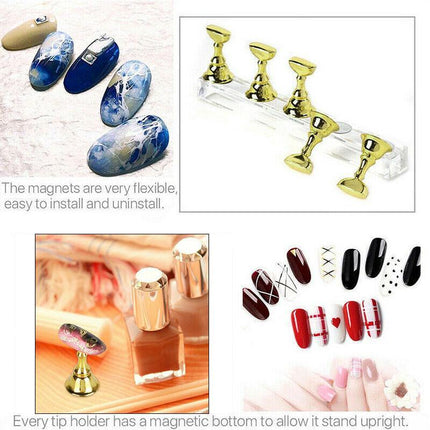 1 Set Acrylic Nail Art Practice Display Stand Magnetic Nail Art Tips Holders AU - Aimall