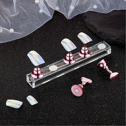 1 Set Acrylic Nail Art Practice Display Stand Magnetic Nail Art Tips Holders AU - Aimall