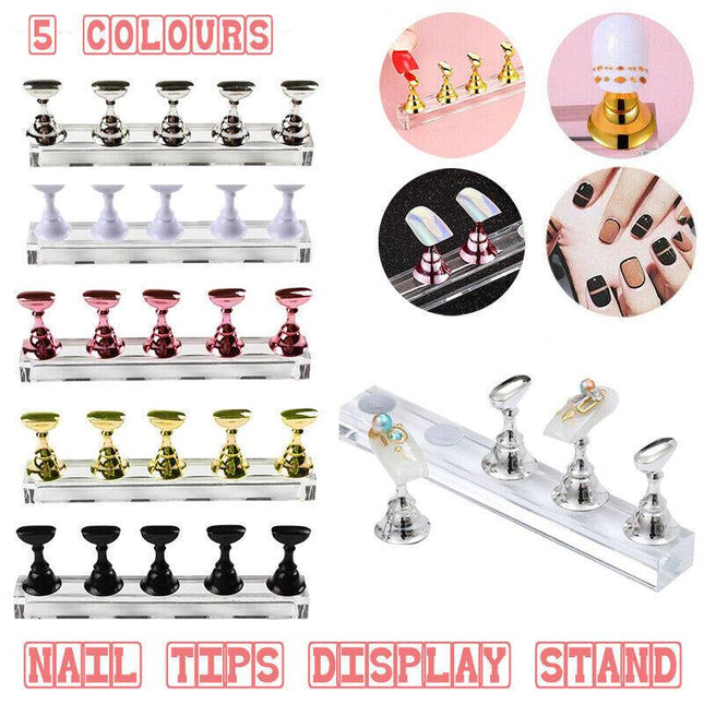 1 Set Acrylic Nail Art Practice Display Stand Magnetic Nail Art Tips Holders AU - Aimall