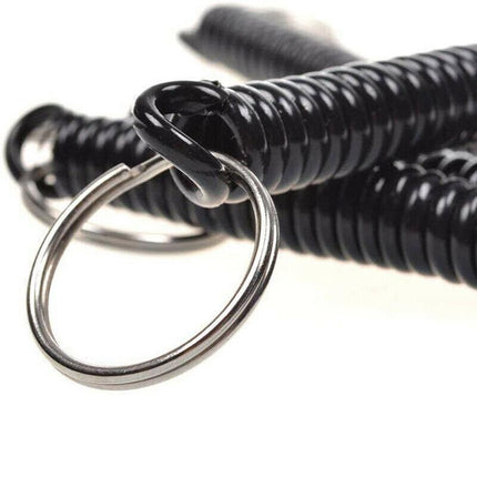 4PCS Elastic Phone Elastic Spiral Spring Coil Strap Rope Lanyard Key Chain Black - Aimall