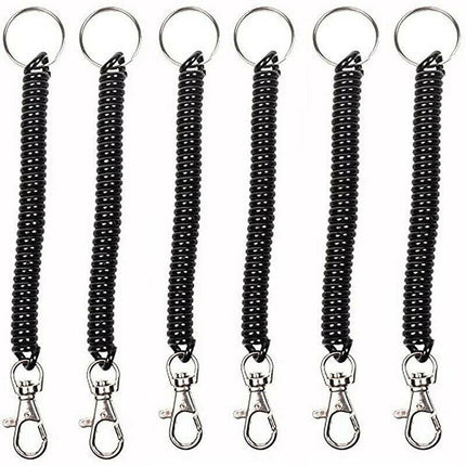 4PCS Elastic Phone Elastic Spiral Spring Coil Strap Rope Lanyard Key Chain Black - Aimall