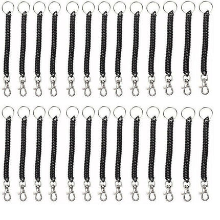 4PCS Elastic Phone Elastic Spiral Spring Coil Strap Rope Lanyard Key Chain Black - Aimall