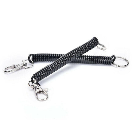 4PCS Elastic Phone Elastic Spiral Spring Coil Strap Rope Lanyard Key Chain Black - Aimall