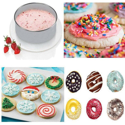 12pcs Round Shape Pastry Cutters Cake Cookie Biscuit Cutter Set DIY Baking Mold - Aimall