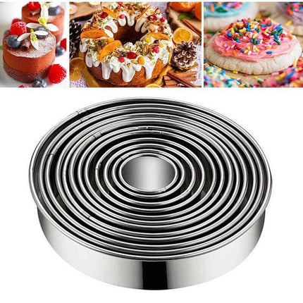 12pcs Round Shape Pastry Cutters Cake Cookie Biscuit Cutter Set DIY Baking Mold - Aimall