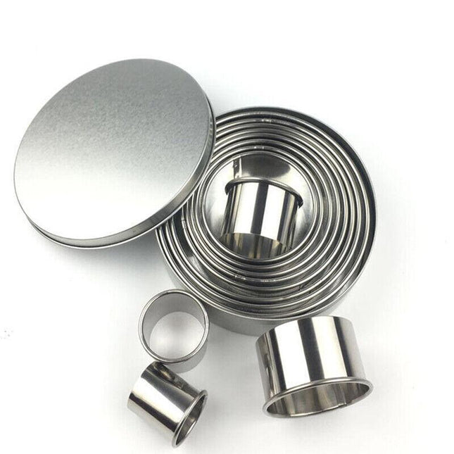 12pcs Round Shape Pastry Cutters Cake Cookie Biscuit Cutter Set DIY Baking Mold - Aimall
