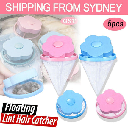 5x Washing Machine Filter Bag Floating Lint Hair Catcher Mesh Pouch Laundry Tool - Aimall