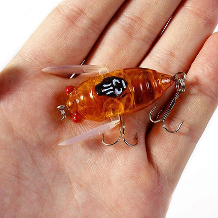 4x Winged Cicada 40mm Fishing Lure Topwater Popper Freshwater Bream Bass Bream - Aimall