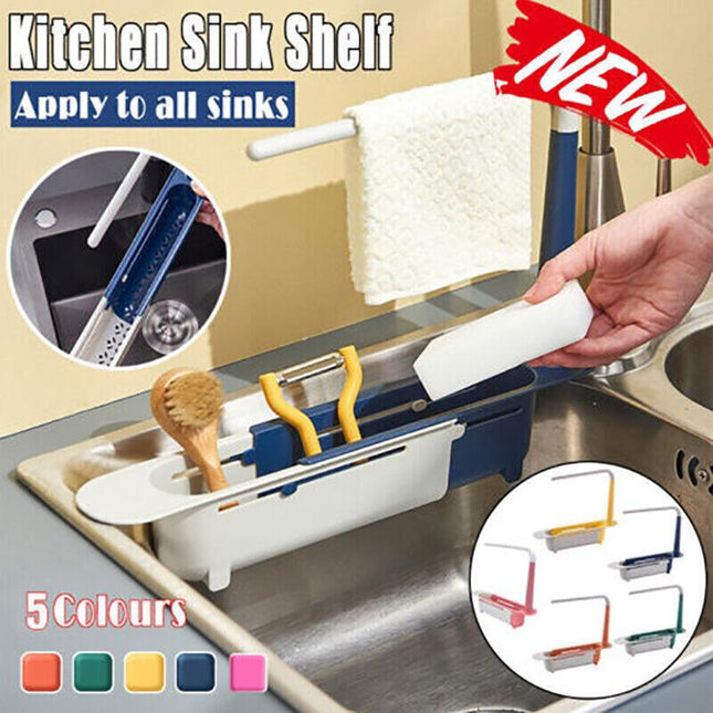Telescopic Sink Rack Holder Expandable Storage Drain Basket Home Kitchen Tools - Aimall