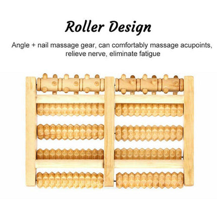 LARGE Wooden Foot Pain Massager 5 Roller Care Reflexology Relax Stress Relief Ne - Aimall