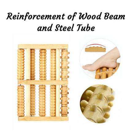 LARGE Wooden Foot Pain Massager 5 Roller Care Reflexology Relax Stress Relief Ne - Aimall