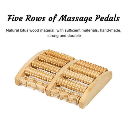 LARGE Wooden Foot Pain Massager 5 Roller Care Reflexology Relax Stress Relief Ne - Aimall