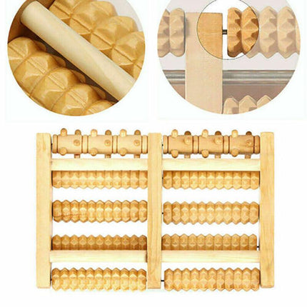 LARGE Wooden Foot Pain Massager 5 Roller Care Reflexology Relax Stress Relief Ne - Aimall