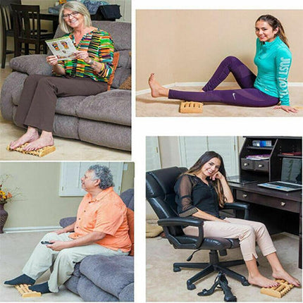 LARGE Wooden Foot Pain Massager 5 Roller Care Reflexology Relax Stress Relief Ne - Aimall