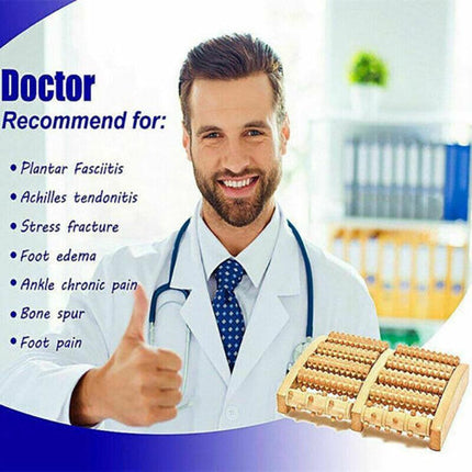 LARGE Wooden Foot Pain Massager 5 Roller Care Reflexology Relax Stress Relief Ne - Aimall