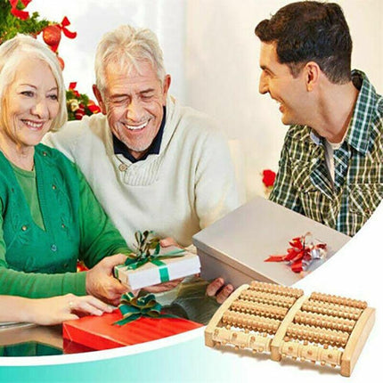 LARGE Wooden Foot Pain Massager 5 Roller Care Reflexology Relax Stress Relief Ne - Aimall