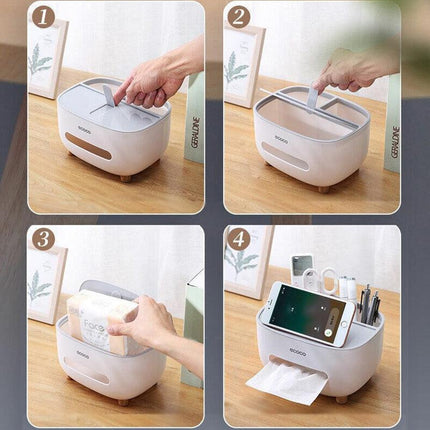 Multifunction Tissue Box Cover Table Napkin Paper Case Holder Storage Organizer - Aimall