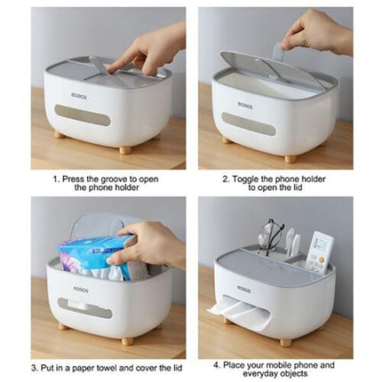 Multifunction Tissue Box Cover Table Napkin Paper Case Holder Storage Organizer - Aimall