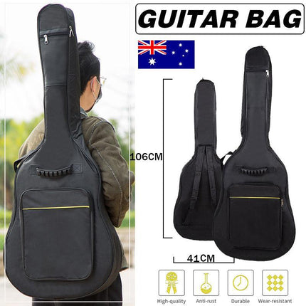 41" Acoustic Guitar Bag Padded Gig Bag Double Straps Backpack Soft Case Black AU - Aimall