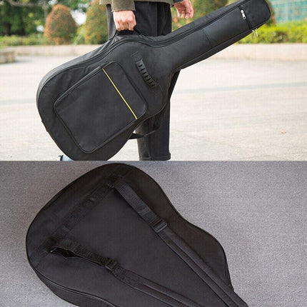 41" Acoustic Guitar Bag Padded Gig Bag Double Straps Backpack Soft Case Black AU - Aimall