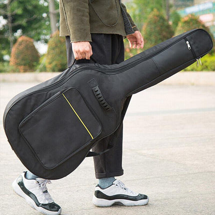 41" Acoustic Guitar Bag Padded Gig Bag Double Straps Backpack Soft Case Black AU - Aimall