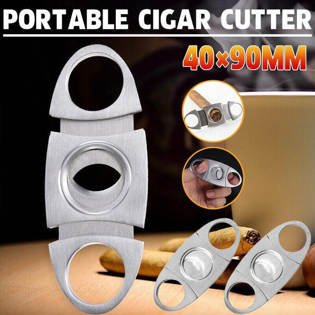 Cigar Cutter Double Blades Knife Scissors Stainless Steel Tobacco Tool - Aimall
