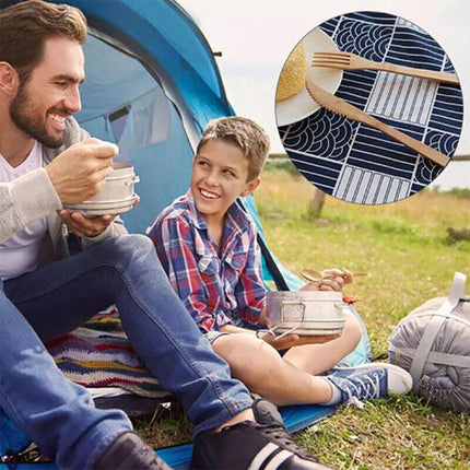7PCS Reusable Bamboo Cutlery Set Eco Friendly Camping Travel Fork Kit Portable A - Aimall