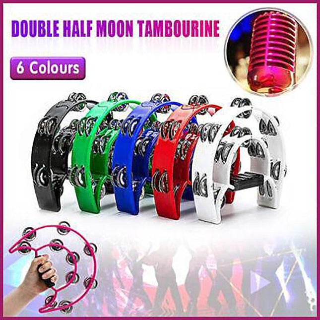 Double Half Moon Tambourine Musical Percussion Instrument Bell Beat Drum ABS AU - Aimall