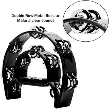 Double Half Moon Tambourine Musical Percussion Instrument Bell Beat Drum ABS AU - Aimall