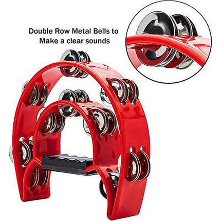 Double Half Moon Tambourine Musical Percussion Instrument Bell Beat Drum ABS AU - Aimall