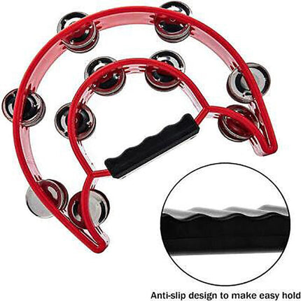 Double Half Moon Tambourine Musical Percussion Instrument Bell Beat Drum ABS AU - Aimall