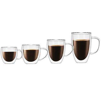 150-450 ML Double Wall Glass Tea Cup Thick Heat Resistant Clear Glass Coffee Mug - Aimall