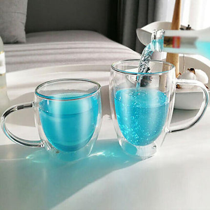 150-450 ML Double Wall Glass Tea Cup Thick Heat Resistant Clear Glass Coffee Mug - Aimall