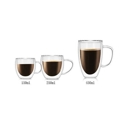 150-450 ML Double Wall Glass Tea Cup Thick Heat Resistant Clear Glass Coffee Mug - Aimall