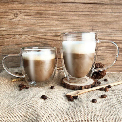 150-450 ML Double Wall Glass Tea Cup Thick Heat Resistant Clear Glass Coffee Mug - Aimall