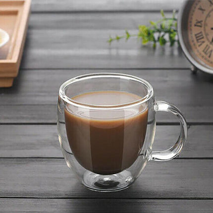 150-450 ML Double Wall Glass Tea Cup Thick Heat Resistant Clear Glass Coffee Mug - Aimall