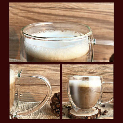 150-450 ML Double Wall Glass Tea Cup Thick Heat Resistant Clear Glass Coffee Mug - Aimall