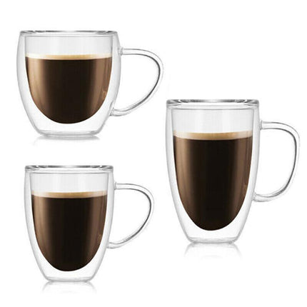 150-450 ML Double Wall Glass Tea Cup Thick Heat Resistant Clear Glass Coffee Mug - Aimall